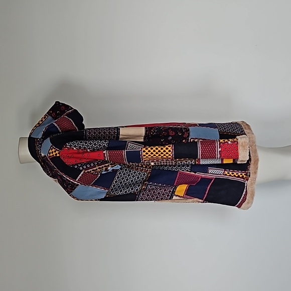 Cellabie boho patchwork print long faux fur lined jacket-XL - Picture 2 of 8